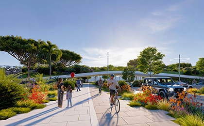 Парк Dubai Hills с велосипедными дорожками и семейными зонами отдыха